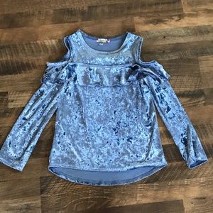 Crushed velvet cold shoulder top